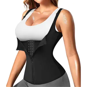 Waist Trainer Vest for Women Corset Compression Shapewear Zipper Waist Cincher Tank Top with Adjustable Straps Tummy Control Body Shaper Top Plus Size