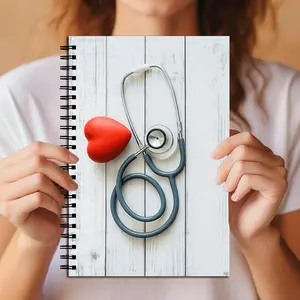 Minimalist Stethoscope Heart Spiral Notebook, Lined Journal for Nurses & Docs, Ideal for Clinical Notes & Study