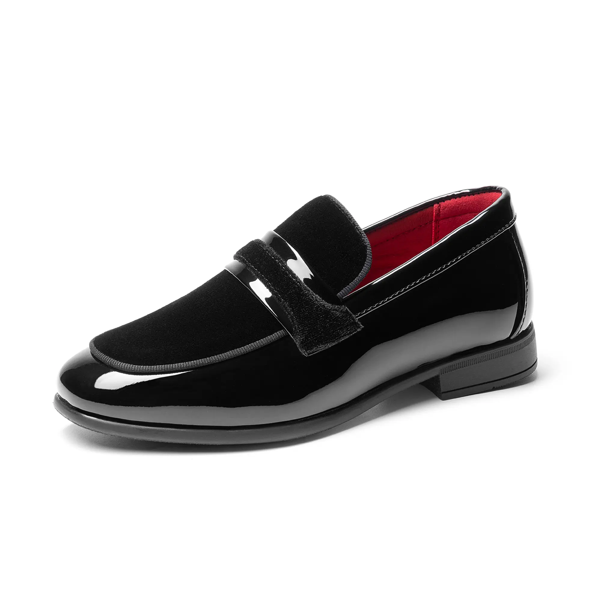 BRUNO MARC Boy's Dress Shoes, Classic Slip-on Tuxedo Loafers in Patent or Velvet for Weddings, Parties & Church, Slip-On Wear, Round Toe, Wedding Party