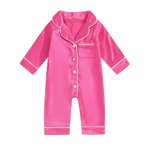 Ma&Baby Newborn Baby Girl Boy Silk Pajamas Long Sleeve Button Down Satin Infant Pjs  Jumpsuit Loungewear