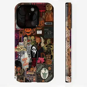 Vintage Horror Halloween Phone Case , Shockproof Rugged Cover Dual Layer Soft TPU Hard Bumper Hard Shell for iPhone 11 12 13 14 15 16 Pro Max Plus Y2K