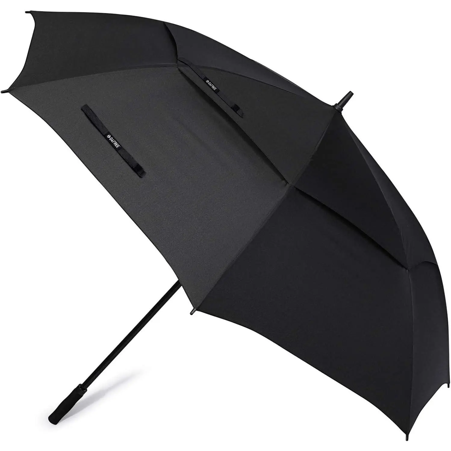 72 in Heavy-Duty Polyester Automatic Open Double Canopy Vented Windproof Waterproof Stick Umbrella, 6 ft Oversize for Outdoor Doorman Sports Use (Black) with Heavy Duty Protection