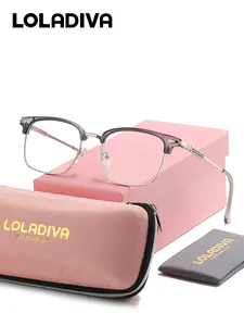 LOLADIVA Unisex Refined Functional Full Frame Plano Glasses Suitable For Work Appropriate Square Frame Plano Glasses