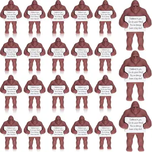 100 Pcs Positive Mini Figurine Bulk Small Statue with Encourage Card Sasquatch Gifts Figures for Inspirational Employee Gifts Hide and Seek Piñata Filler (Inspiring)