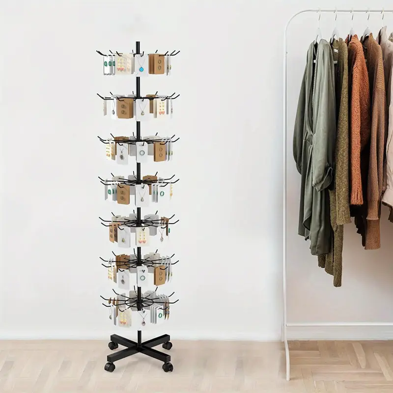Retail Display Stand 7 Tier Rotating Rack Black Adjustable Height ...