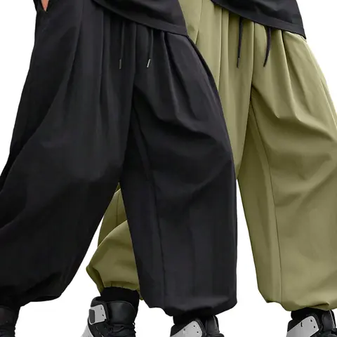 Men's Super Loose Casual Fit Elastic Jogger Pants 2-Piece Set, European Style Lantern Pants Perfect for Everyday Wear, Baggy Trouser, Casual Slant Pocket, Athletic Casual Pants