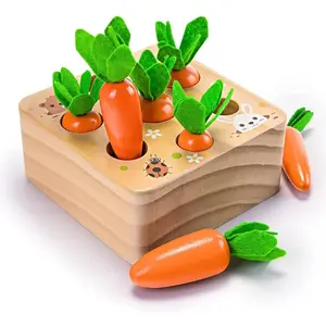 Mother Day Gift Montessori Toys for Babies 6-12 Months, Wooden Toys for 1 Year Old Boys and Girls, Educational Carrot Harvest Toy for Toddlers, Shape Sorting Matching Puzzle, Developmental Birthday Gifts