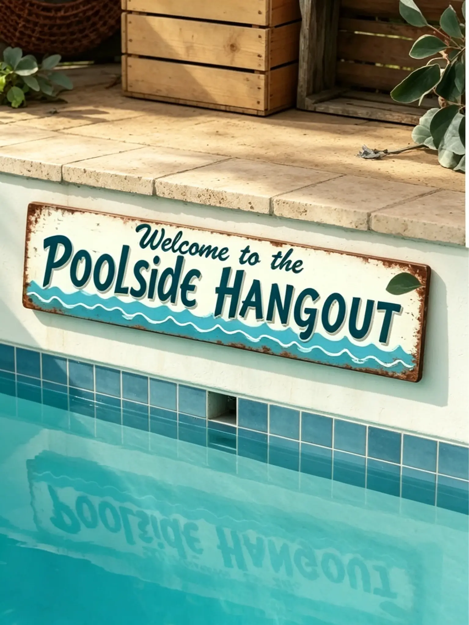 Welcome To The Poolside Hangout Metal Wall Art Sign Pool Owners Beach Lovers Housewarming Birthday Christmas Summer Party Gift Porch Decor Wall Decor Living Room Decorations Beach House Decor Vintage Home Decor Whimsical Home Decor Home Accessory
