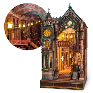 【DealsForYouDays】FUNPOLA LED 3D Wood Puzzle Library Book Nook-Infinity Mirror Design-DIY Bookshelf Decor Gift