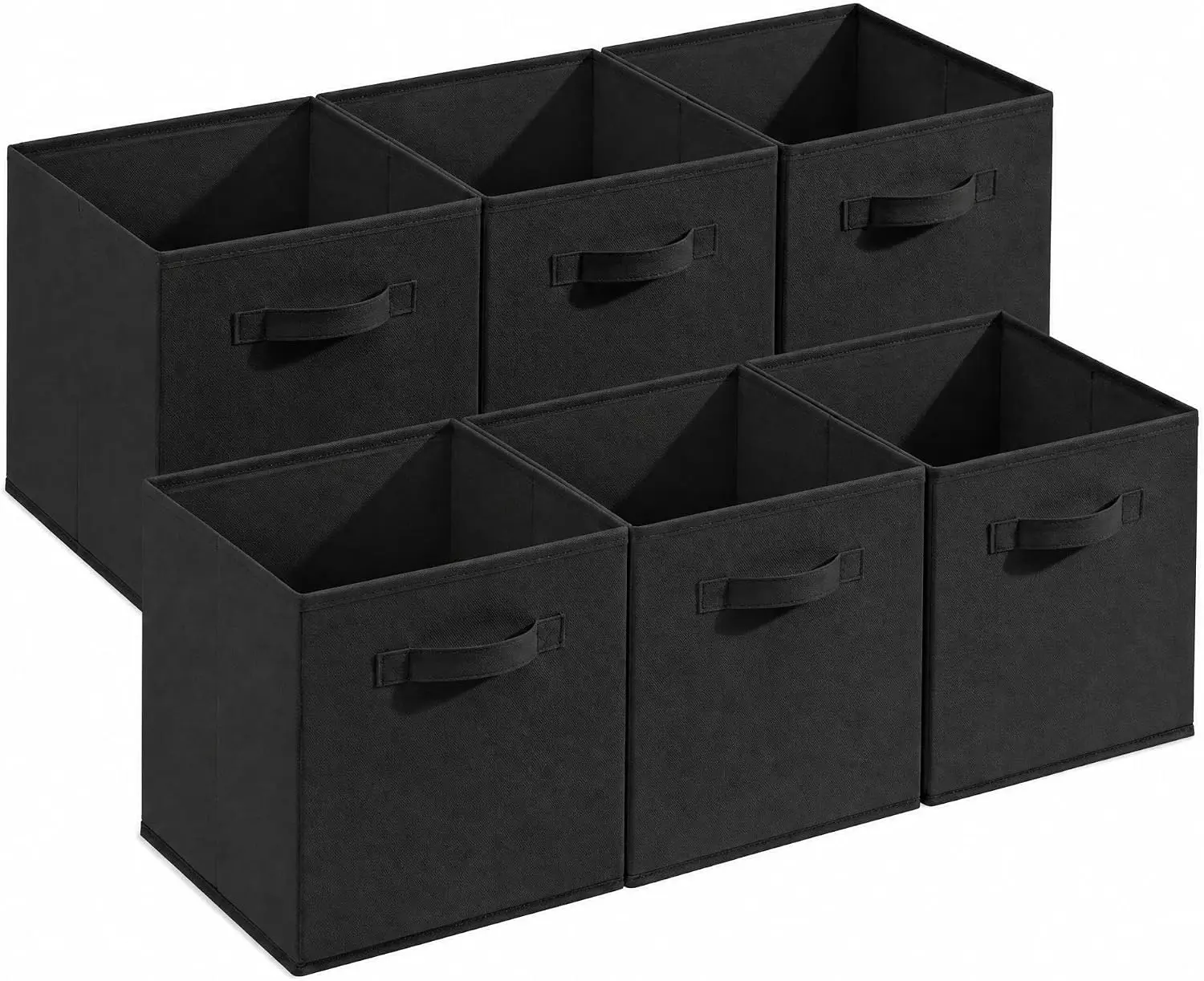 12-Pack Black Collapsible Fabric Storage Cubes with Handles, 11 Inch Foldable Organizer Bins for Shelves, Closet, Nursery & Home Decor