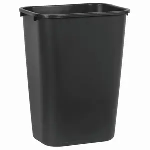 Commercial Wastebasket Trash Container, 41QT/10.25 GAL, Plastic, Black, Stackable Trash Can for Bedroom/Bathroom/Office, Fits Under Desk/Sink/Cabinet
