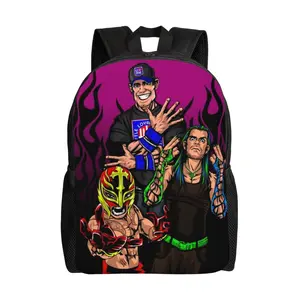 WWE Waterproof Polyester Backpack with Full Front Print Holds 15 Laptop