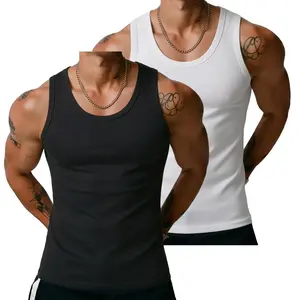 Men’s sleeveless tank top — American minimalist men’s fitness sleeveless tank top set (2 pieces), perfect for outdoor workouts, streetwear outings, casual dates, and more.