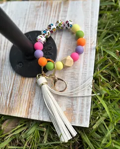 Rainbow Leopard Beaded Wristlet