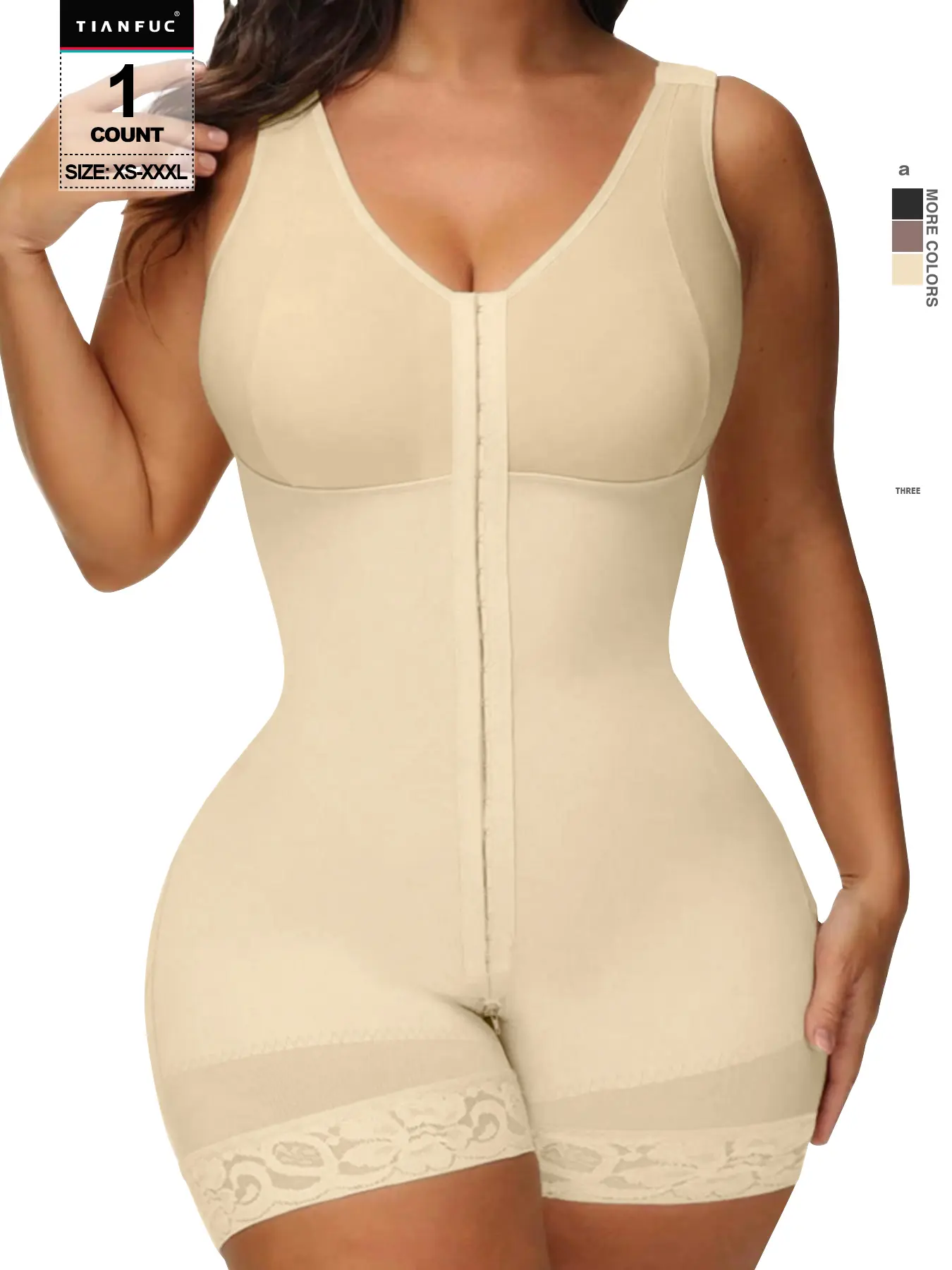 Women's Faja Shapewear Bodysuit Underwear, Tummy Control & Butt Lifting, Abdomen Control Bodysuit, Full Body Slimming Wear with Zipper Design, Vneck, Casual Style Basic for All Seasons, Womenswear