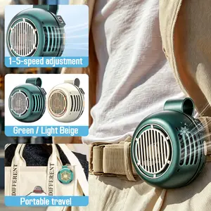 【2026 New】5 Speeds Wind Speed Setting LCD Display Silent Portable Fan Clip Fan for Blue-collar Worker, 36dB Silent Waist Fan with 8H Work, 5 Models, 360° Bladeless Cooling Fan for Home, Office, Travel, Work