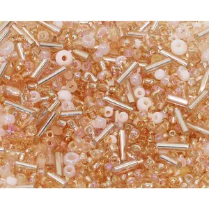 Mixed Craft Beads - 1000 count/20g Glass Seed & Bugle Beads, 1.5-4.5mm, Ideal for DIY  Making (Champagne)