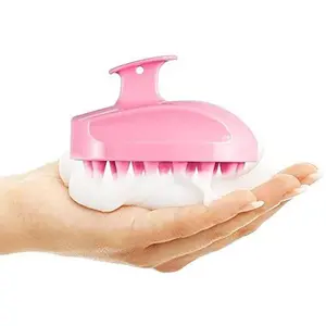 Scalp Massager, Shampoo Brush Hair Scrub Brush for Wet and Dry Hair, Soft Silicone Bristles Head Massager Clean Hair, Reduce Dandruff, Massage Scalp, Promote Hair Growth, Pink