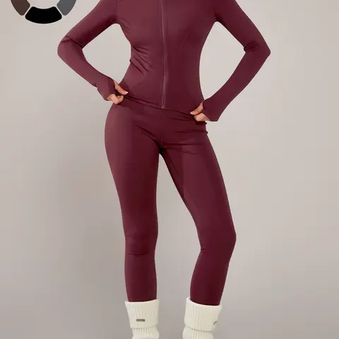 Women's Sporty Two-Piece Set, Long Sleeve Jacket & Tight-Fit Pants, Breathable Outfit for Yoga, Fall Winter Gym Outdoor Running Clothes, Athletic Fitness Clothes, Sportswear Set, Sweatsuit Set, Athleisure Workout Set, Activewear Fitness Outfit