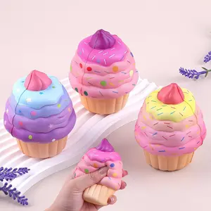 Anboor 3 Pcs Squishies Toys for Kids Cake Slow Rising Fake Cupcake Foam Food Squishys Jumbo Stress Big Squishes Cute Squeeze Toy outdoorfun