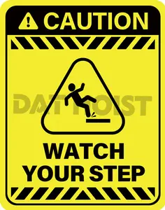 Decal, "CAUTION-WATCH YOUR STEP"