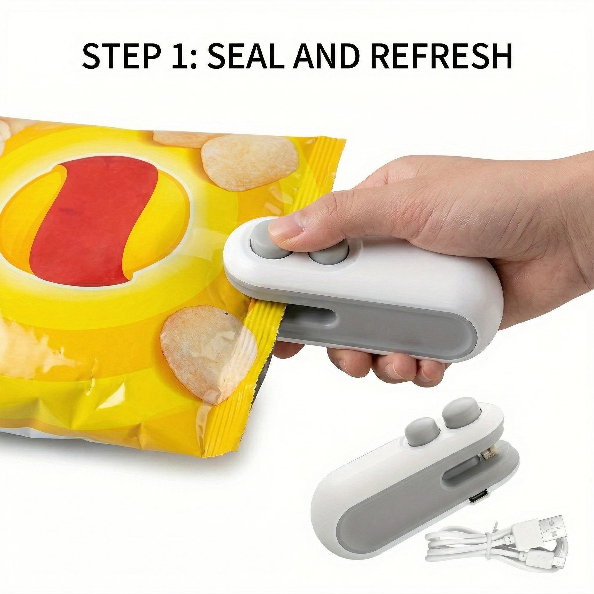 2 mini sealing machines, 2-in-1 sealing machine and tool magnet rechargeable sealing machine, portable handheld hot vacuum sealing machine, plastic bag small bag resealing machine, food storage brittle bag (white)