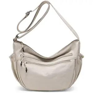 Trendy Small Crescent Bag Nylon Crossbody Bags for Women Lightweight Hobo Luna Bag Multi-Pocket  Crossbody Purses