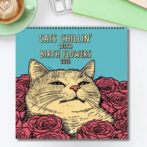2026 Wall Calendar - Cats With Birth Flowers Hangable Cat Design 12 Month Calendar Monthly Family Planner Organizer Calendar For Living Room Bedroom
