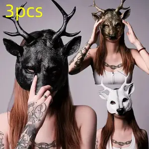 Super Large Deer Antler Masks, Set of 3 Silver Color Deer Horns for Halloween & Carnival Parties, Perfect Cosplay Accessories