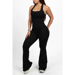 Black Snatching Tank and Flare Pant Set