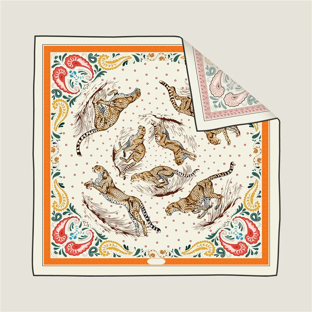 Cheetah double-sided printed silk scarf small square scarf scarf shawl
