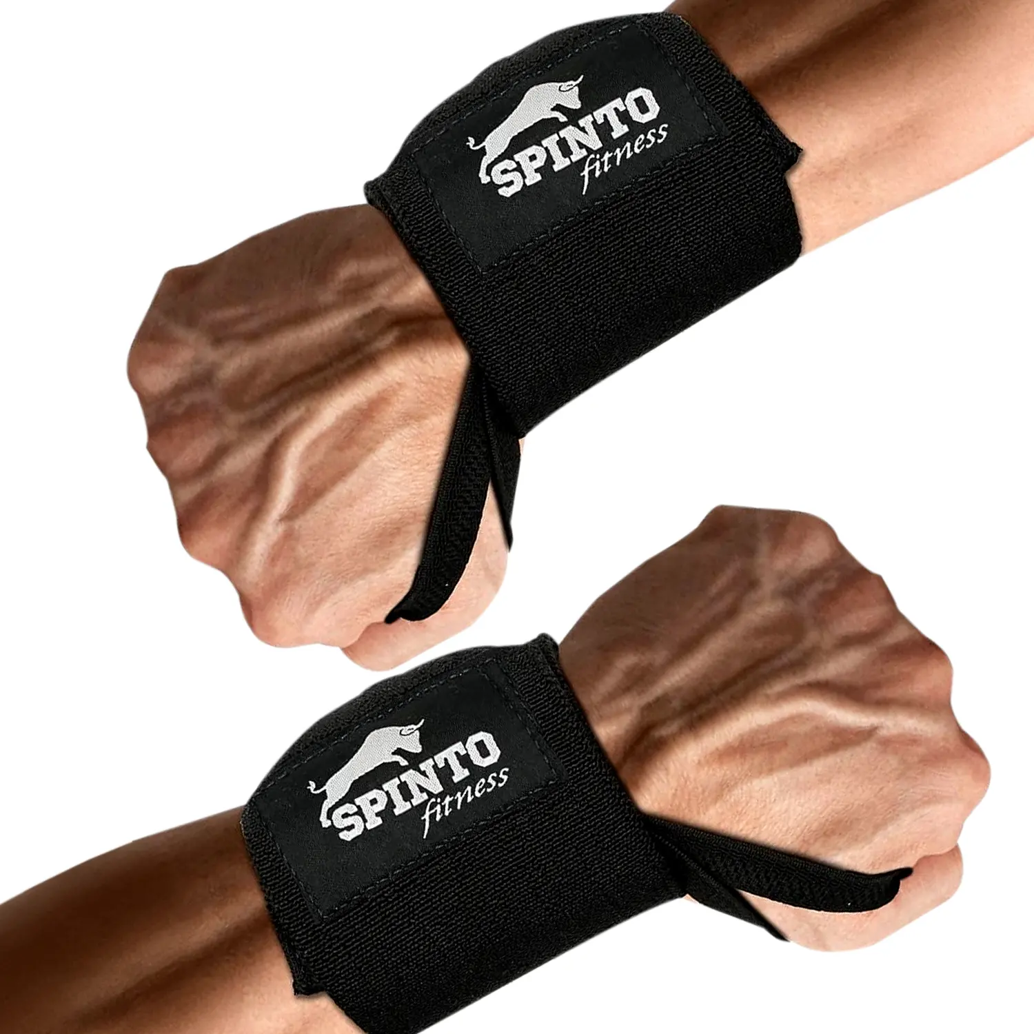 SPINTO FITNESS Adjustable Elastic Wrist Wraps - Premium Durable Exercise Straps for Weightlifting, CrossFit, Upper Body Workouts, Elastic Wristbands for Dumbbell Training, Resistance Training, Powerlifting, Double‑Stitched, Heavy Lift Control