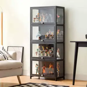 5-Tier Display Cabinet with Acrylic Door & Storage Shelves