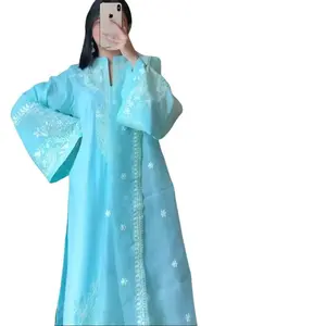 Lawn embroidered solid three piece suit with khaddi net dupatta