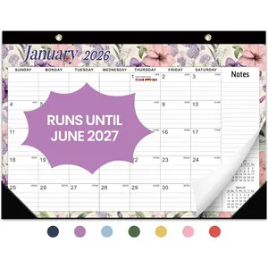 2026 Desk Calendar, 18 Months Monthly Calendar Runs from January 2026 to June 2027, Large 17" x 12" Desktop/Wall Calendar Vintage Floral Planner for Home School Office