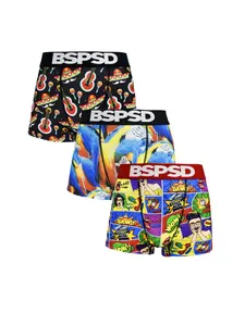 Printed Men's Boxers Briefs Trunks, 3-Pack Cartoon Design Fashionable and Cool, Body-Fitting and Comfortable, Fitted, Breathable Material, Ideal for Daily Wear, Underwear