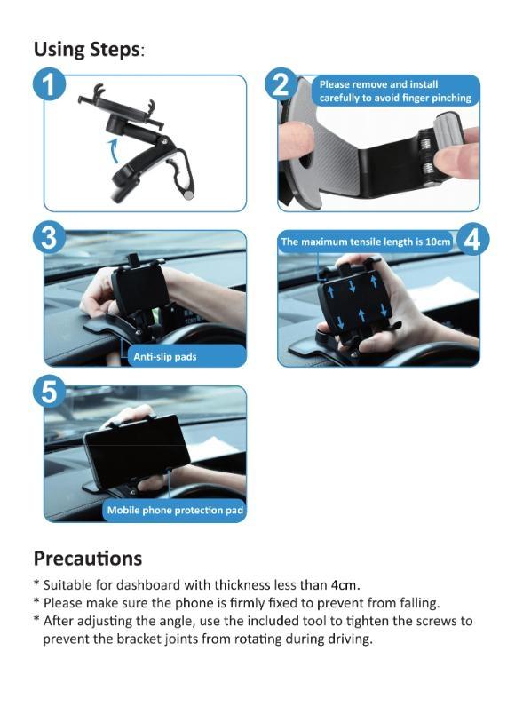 360 Degree Rotation Dashboard Car Phone Holder - Multifunctional One Hand Operation Clip Design Phone Mount Suitable 4-6.5 inch phones - Car accessories 360 Degree Rotation Dashboard Car Phone Holder - Multifunctional One Hand Operation Clip Design Phone Mount Suitable 4-6.5 inch phones - Car accessories