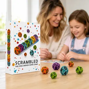 Scrambled Dice Word Game • 1-5 Players Fast-Paced Board Game • No-Screen Brain Exercise Road Trip Toy Perfect for Summer Family Party