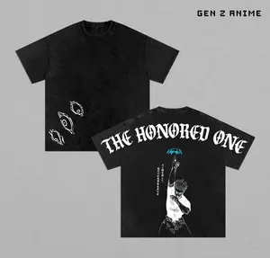 Retro Heavy Gojo Satoru “The Honored One” Jujutsu Kaisen Anime Double Printed Vintage Oversized Washed Tee T-Shirt & Hoodie, Unisex Heavyweight Anime Manga Streetwear, Gift for Anime Fans