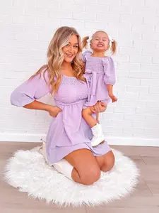 Mommy and Me dresses - Lilac with Swiss Dot fabric