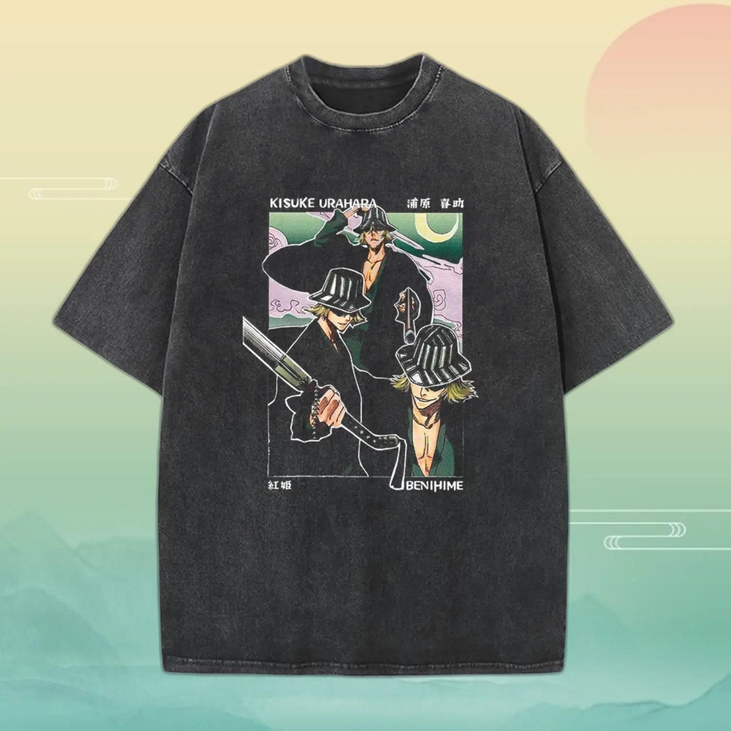 Women's Bleach Kisuke Urahara Benihime Vintage Washed Distressed T-Shirt
