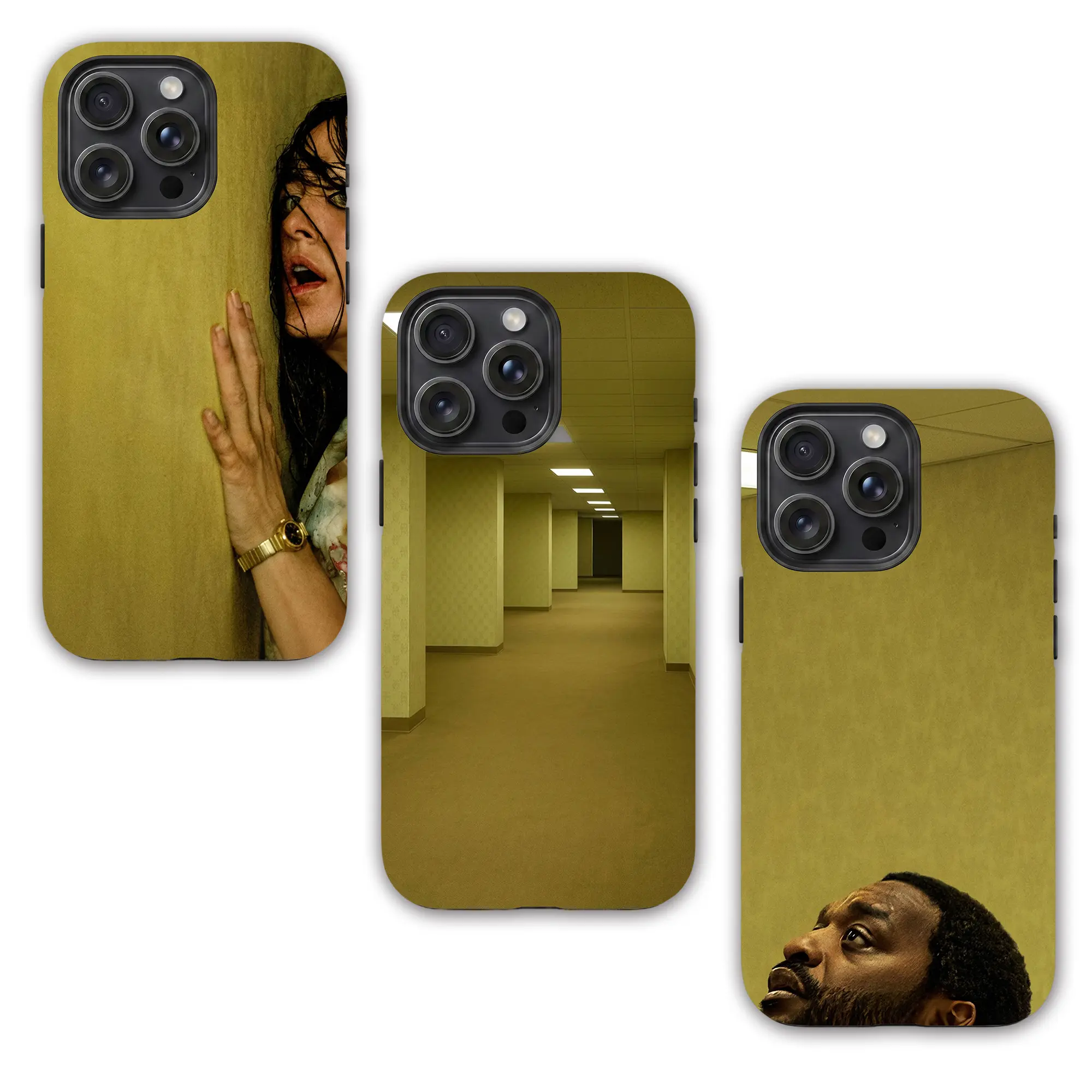 The Backrooms Movie Phone Case, Sci-Fi Horror Film Tough Cases, Liminal Space inspired Dual-Layer Shockproof Cover for iP, Gift for Fans