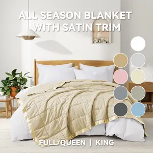 PEACE NEST Polyester Blanket with Satin Trim Soft Lightweight Cozy Elegant All Season Muti Color Bedding Throw for Comfortable Nights Full/Queen King Sizes