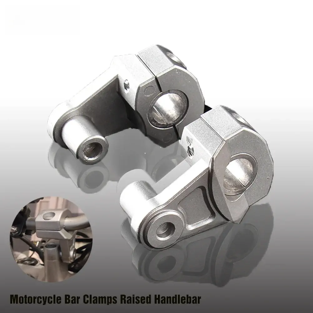 Aluminum Motorcycle Raised Bar Clamps - Easy-Install 1x Handlebar Riser Mount with 28mm Bar Mount, Universal Fit for 22mm 7/8"-1 1/8" Honda, Kawasaki, Ducati, Yamaha EXC, Buell, Aprilia Bobber Frames & Fittings (Silver 1 Set)