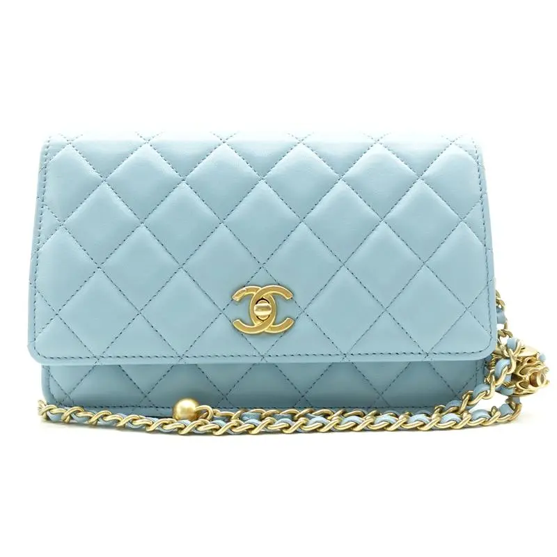 Pre-owned CHANEL leather Crossbody Bags Classic Flap Blue Lambskin Woc Crossbody Bag TZY0000209750 with Gold Hardware
