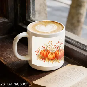11oz Autumn Pumpkin Design Mug, Multiple Specifications Available, Vibrant Watercolor Fall Scene, Ideal for Daily Use & Festive Occasions, Durable Ceramic Material, Perfect for Home & Office, Warm Harvest Vibe
