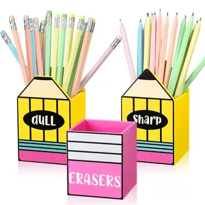3 Pcs Pencil Holder Sharp and Dull Pencil Dispenser for Back to School Classroom Must-haves Wooden Eraser Holder Pen Cup Makeup Brush Container Storage Organizer for Student Management Office Desk Organization Supplies Teacher Gifts outdoorfun