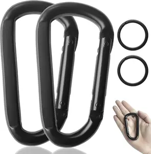 Carabiner Clip, 3" Heavy Duty Small Carabiner for Hammocks, Camping Accessories, Hiking, Keychains, 880 lbs, Black