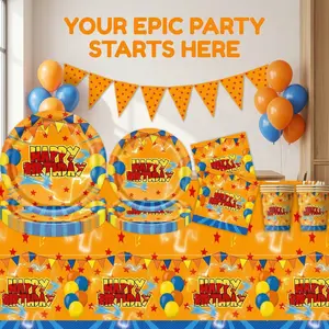 7 Dragon Balls Brand Disposable Tableware Set, Includes Dinner Plates Dessert Plates Cups Napkins Tablecloth, Perfect for Camping Picnics BBQ Weddings Birthdays