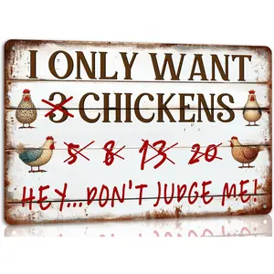 I Only Want Chickens Metal Tin Sign Chicken Coop Accessories for Chicken Feeder Novelty Chicken Coop Poster Chicken Gifts For Chicken Lovers